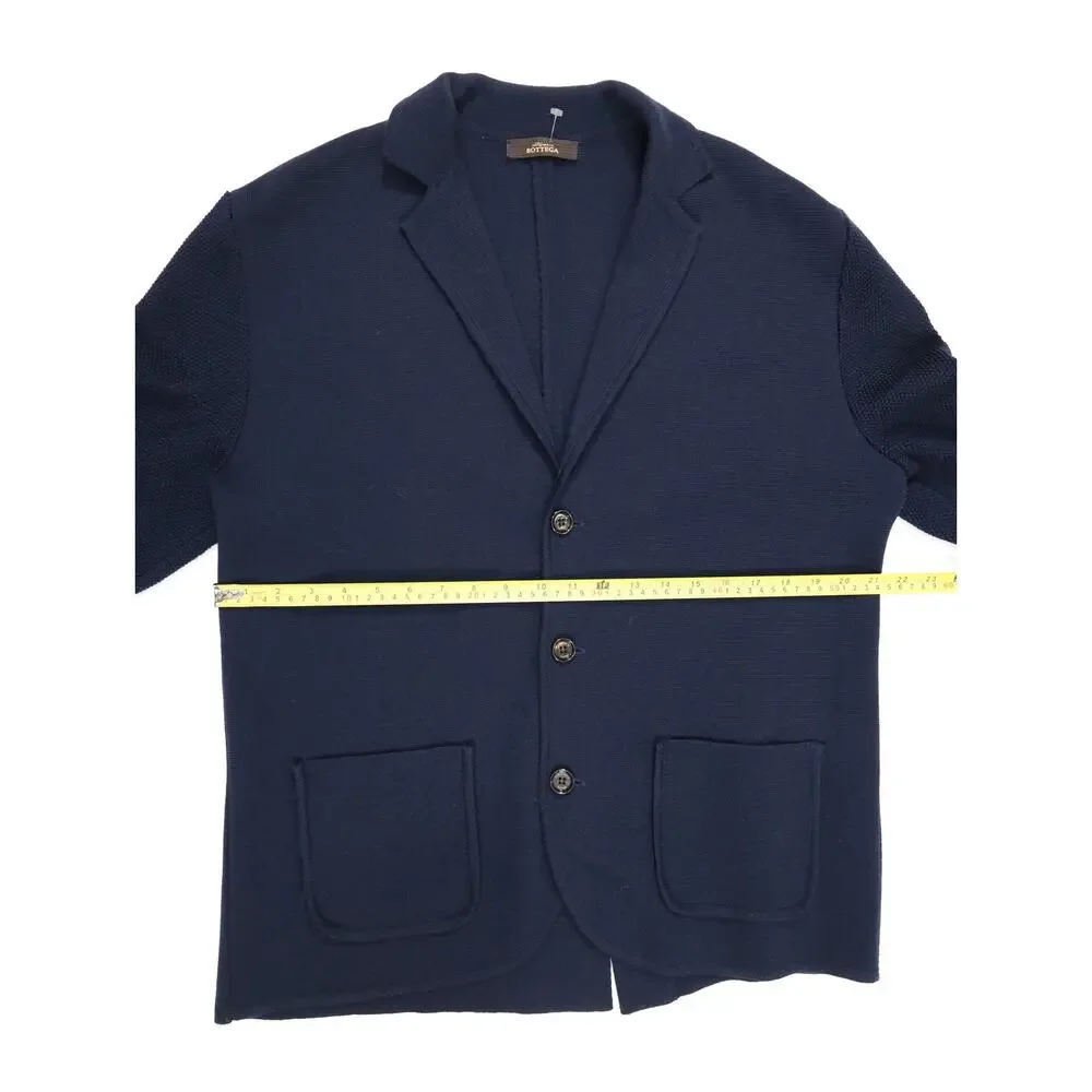 Quiet Luxury European Wool Knit Blazer Cardigan Cortigiano in Bottega Navy Small